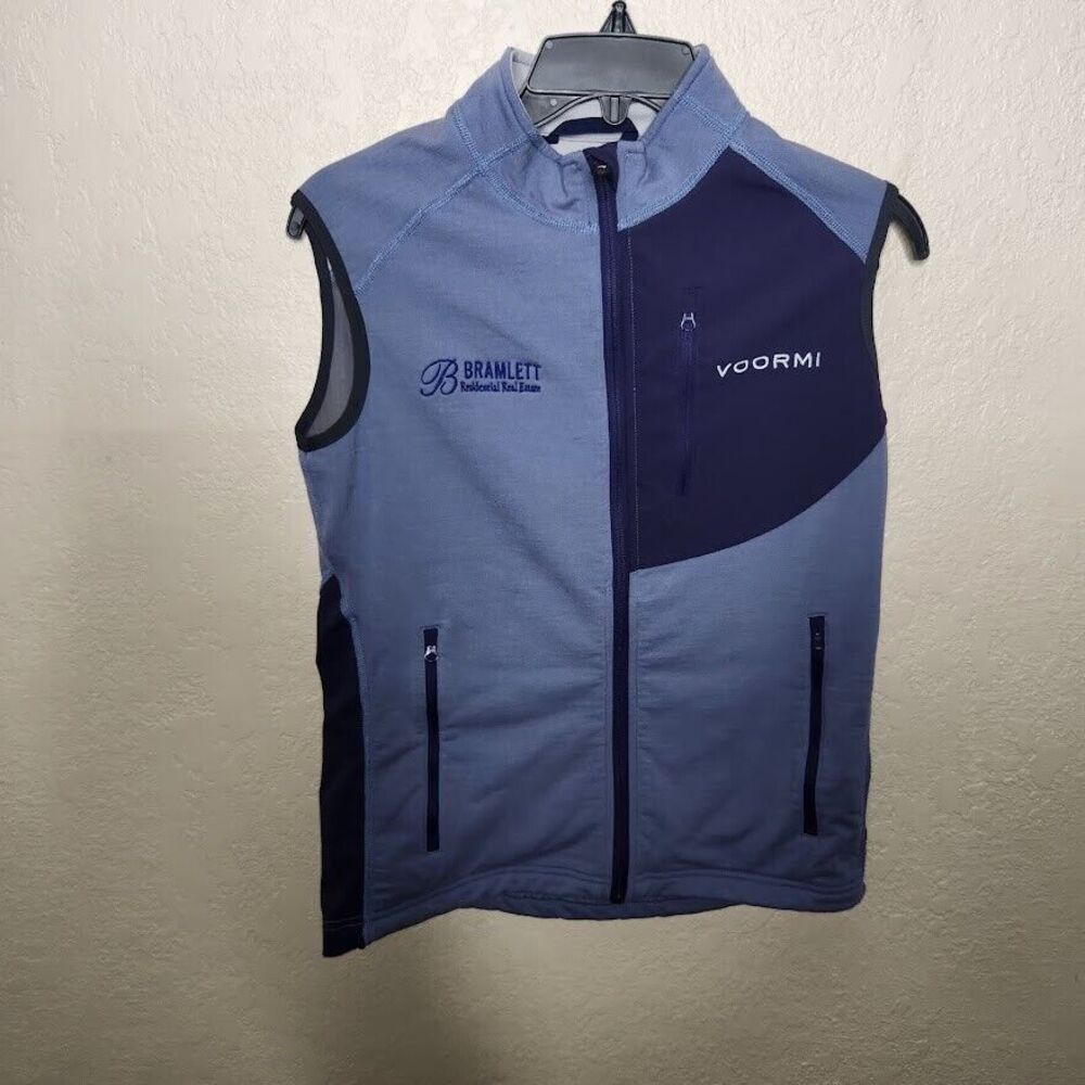 Voormi Vest Women's Small Blue Wool Full Zip Pockets Mock Neck Performance